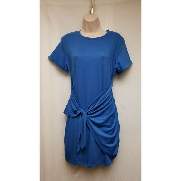 Lillusory Classic Mariposa' Front Tied Wrap Mini Dress Color Royal Blue Size L - Picture 3 of 4